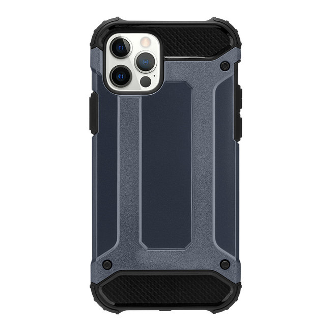 Telefoonhoesje geschikt voor iPhone 13 - Metallic Armor Case - Donker Blauw