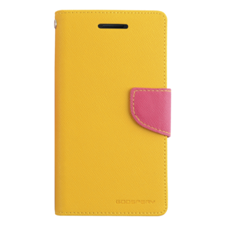 Mercury Goospery Phone case suitable for Apple iPhone 13 Pro - Mercury Fancy Diary Wallet Case - Case with Card Holder - Yellow/Magenta