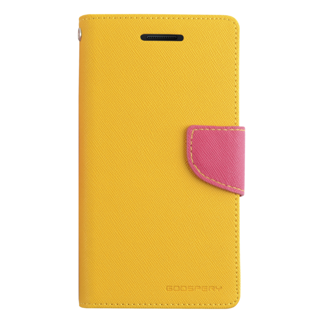 Phone case suitable for Apple iPhone 13 Pro - Mercury Fancy Diary Wallet Case - Case with Card Holder - Yellow/Magenta