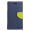 Phone case suitable for Apple iPhone 13 Pro - Mercury Fancy Diary Wallet Case - Case with Card Holder - Dark Blue/Lime