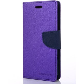 Mercury Goospery Telefoonhoesje geschikt voor Apple iPhone 13 Pro - Mercury Fancy Diary Wallet Case - Hoesje met Pasjeshouder - Paars/Blauw