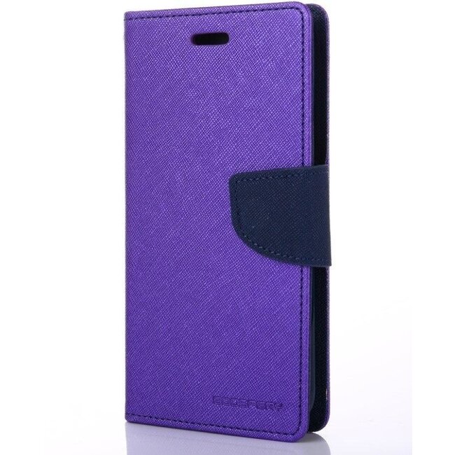Telefoonhoesje geschikt voor Apple iPhone 13 Pro - Mercury Fancy Diary Wallet Case - Hoesje met Pasjeshouder - Paars/Blauw