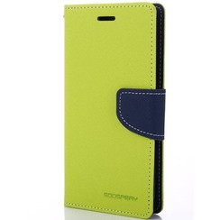 Phone case suitable for Apple iPhone 13 Pro - Mercury Fancy Diary Wallet Case - Case with Card Holder - Lime Green/Blue