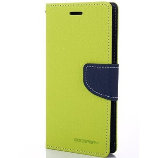 Mercury Goospery Phone case suitable for Apple iPhone 13 Pro - Mercury Fancy Diary Wallet Case - Case with Card Holder - Lime Green/Blue