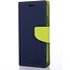 Phone case suitable for Apple iPhone 13 Pro Max - Mercury Fancy Diary Wallet Case - Case with Card Holder - Dark Blue/Lime