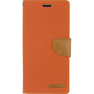 Mercury Goospery Telefoonhoesje geschikt voor iPhone 13 Pro - Mercury Canvas Diary Wallet Case - Hoesje met Pasjeshouder -Oranje