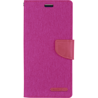 Mercury Goospery Telefoonhoesje geschikt voor iPhone 13 Pro - Mercury Canvas Diary Wallet Case - Hoesje met Pasjeshouder - Roze