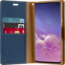 Telefoonhoesje geschikt voor iPhone 13 Pro Max - Mercury Canvas Diary Wallet Case - Hoesje met Pasjeshouder - Blauw