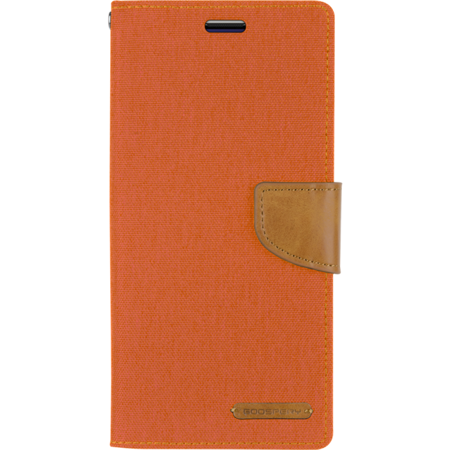 Telefoonhoesje geschikt voor iPhone 13 Pro Max - Mercury Canvas Diary Wallet Case - Hoesje met Pasjeshouder -Oranje