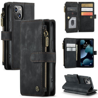 CaseMe CaseMe - Telefoonhoesje geschikt voor iPhone 13 Mini - Wallet Book Case met ritssluiting - Magneetsluiting - Zwart