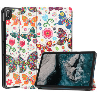 Cover2day Tablet hoes geschikt voor Nokia T20 (2021) - 10.4 Inch - Tri-Fold Book Case - Vlinders