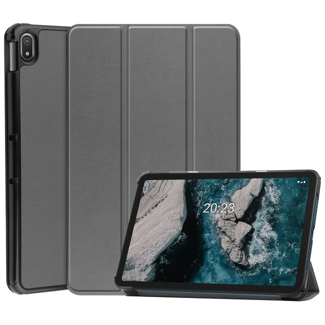 Tablet hoes geschikt voor Nokia T20 (2021) - 10.4 Inch - Tri-Fold Book Case - Grijs