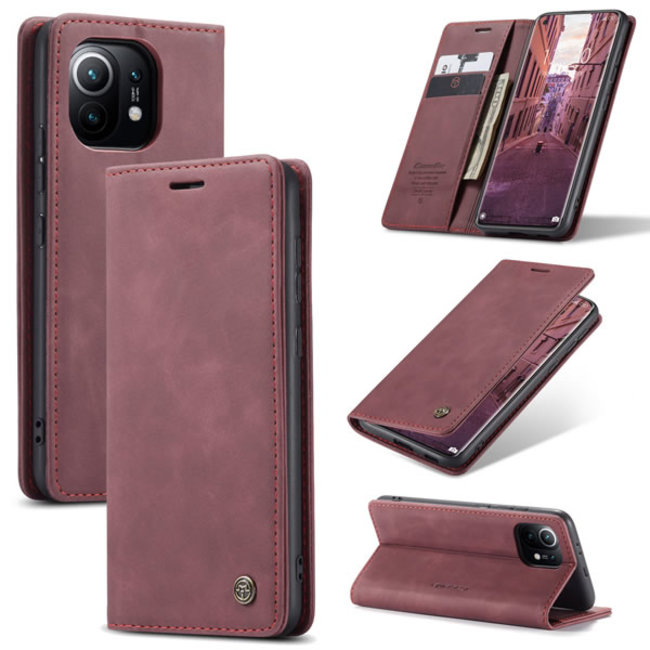 CaseMe - Hoesje geschikt voor Xiaomi MI 11 - Wallet Book Case - Magneetsluiting - Rood