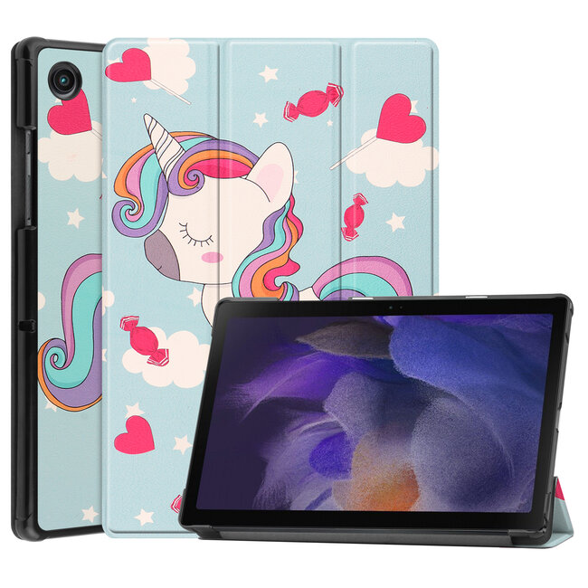 Case2go - Tablet Hoes geschikt voor Samsung Galaxy Tab A8 (2021) Hoes - 10.5 Inch - Tri-Fold Book Case - Eenhoorn