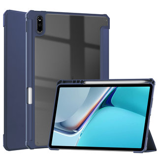 Cover2day - Tablet Hoes Compitabel met Huawei Matepad 11 (2021) - Transparante Case - Tri-fold Back Cover - Donker Blauw