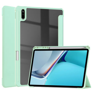 Cover2day - Tablet Hoes Compitabel met Huawei Matepad 11 (2021) - Transparante Case - Tri-fold Back Cover - Mint Groen