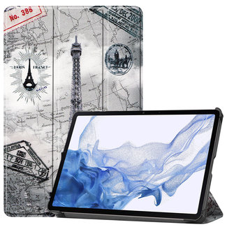 Cover2day Case2go - Tablet Hoes compatibel met Samsung Galaxy Tab S8 (2022) - Tri-Fold Book Case - Eiffeltoren
