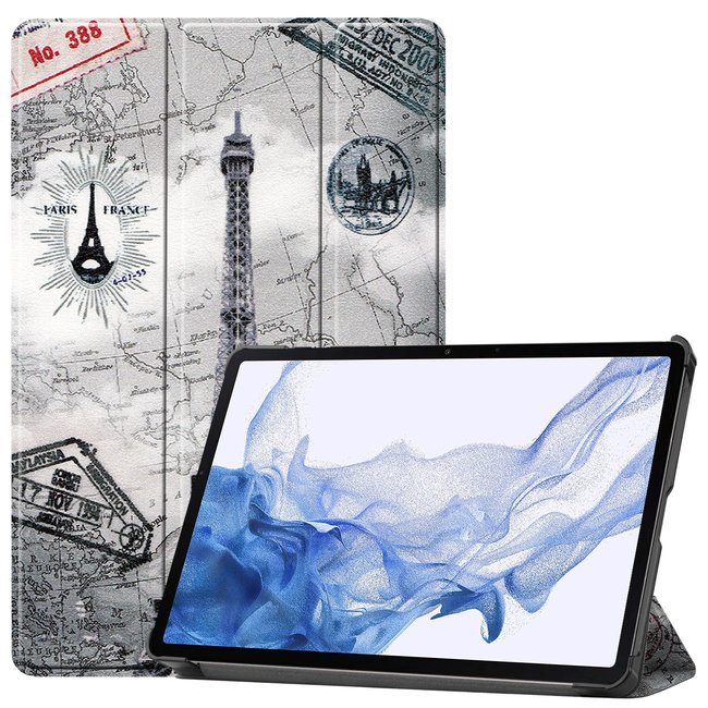 Case2go - Tablet Hoes compatibel met Samsung Galaxy Tab S8 (2022) - Tri-Fold Book Case - Eiffeltoren