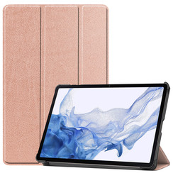 Case2go - Tablet Hoes compatibel met Samsung Galaxy Tab S8 (2022) - Tri-Fold Book Case - Rosé Goud