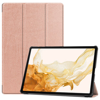Cover2day Case2go - Tablet Hoes geschikt voor Samsung Galaxy Tab S8 Plus (2022) - 12.7 Inch - Tri-Fold Book Case - Rosé Goud