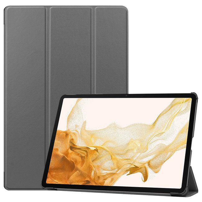 Case2go - Tablet Hoes geschikt voor Samsung Galaxy Tab S8 Plus (2022) - 12.7 Inch - Tri-Fold Book Case - Grijs