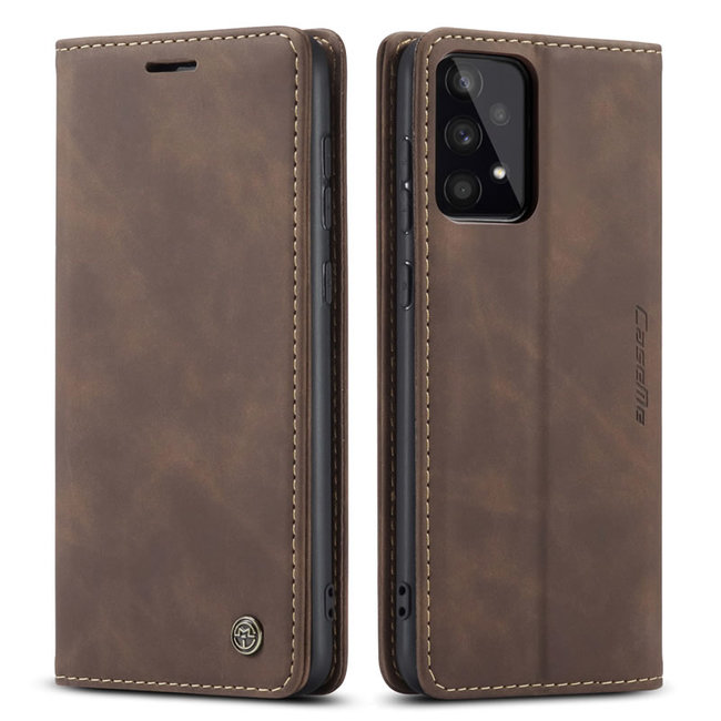 CaseMe - Hoesje geschikt voor Samsung Galaxy A33 5G - Wallet Book Case - Magneetsluiting - Donker Bruin