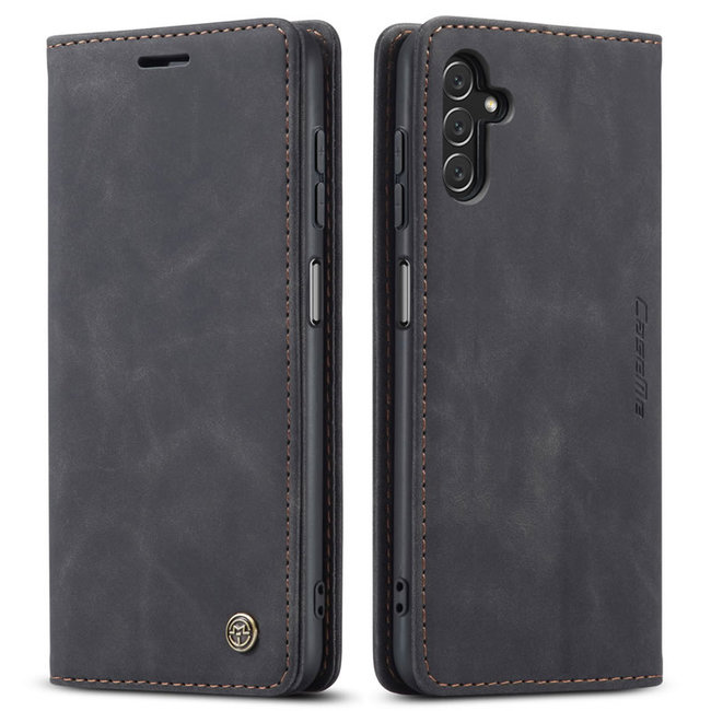 Caseme - Telefoonhoesje geschikt voor Samsung Galaxy S22 - Retro Wallet Book Case - Magneetsluiting - Zwart