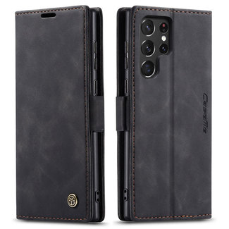 Dux Ducis Caseme - Telefoonhoesje geschikt voor Samsung Galaxy S22 Ultra 5G- Retro Wallet Book Case - Magneetsluiting - Zwart