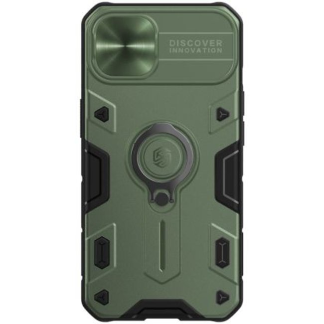 Hoesje geschikt voor Apple iPhone 13 Pro Max - CamShield Armor Case - Met Camera Cover - Donker Groen