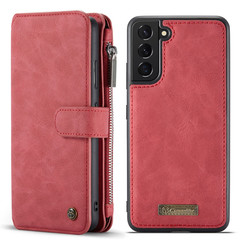 CaseMe - Hoesje geschikt voor Samsung Galaxy S22 Plus 5G - Wallet Book Case met Rits - Magneetsluiting - Rood