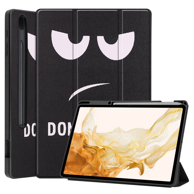 Cover2day - Tablet hoes geschikt voor Samsung Galaxy Tab S8 Plus (2022) - 12.7 inch - Flexibel TPU - Tri-Fold Book Case - Met pencil houder - Don't Touch Me