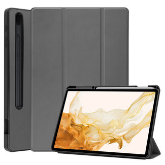 Cover2day Cover2day - Tablet hoes geschikt voor Samsung Galaxy Tab S8 Plus (2022) - 12.7 inch - Flexibel TPU - Tri-Fold Book Case - Met pencil houder - Grijs