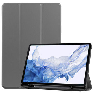 Cover2day Cover2day - Tablet hoes geschikt voor Samsung Galaxy Tab S8 (2022) - 11 inch - Flexibel TPU - Tri-Fold Book Case - Met pencil houder - Grijs
