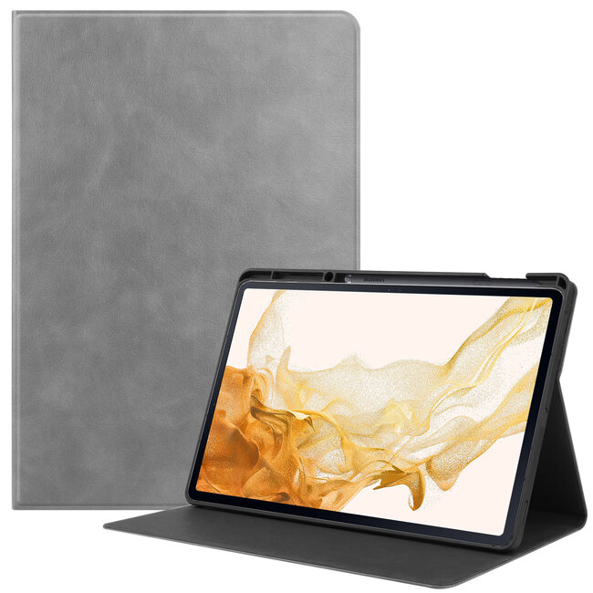 Cover2day - Hoes geschikt voor Samsung Galaxy Tab S8 Plus (2022) - PU Leer Folio Book Case - Grijs