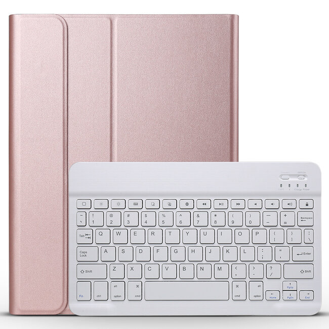 iPad Air 10.9 inch 2020 Case - Detachable Bluetooth Wireless QWERTY Keyboard Case - Rose Gold