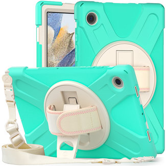 Cover2day Cover2day - Tablet Hoes geschikt voor Samsung Galaxy Tab A8 (2021) - 10.5 Inch - Hand Strap Armor Case - Turquoise