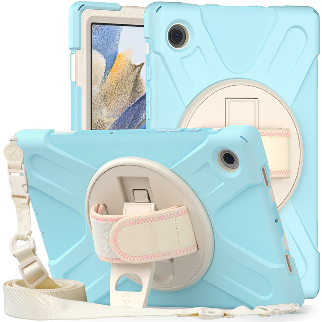 Cover2day - Tablet Hoes geschikt voor Samsung Galaxy Tab A8 (2021) - 10.5 Inch - Hand Strap Armor Case - Licht Blauw