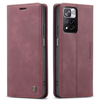 CaseMe CaseMe - Hoesje compitabel met Xiaomi Redmi Note 11 Pro - Wallet Book Case - Magneetsluiting - Rood