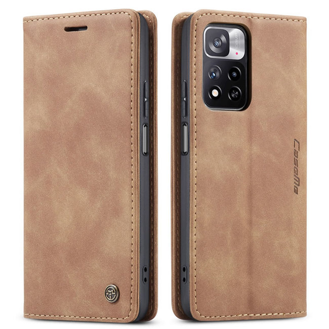 CaseMe - Hoesje geschikt voor Xiaomi Redmi Note 11 Pro  - Wallet Book Case - Magneetsluiting - Licht Bruin