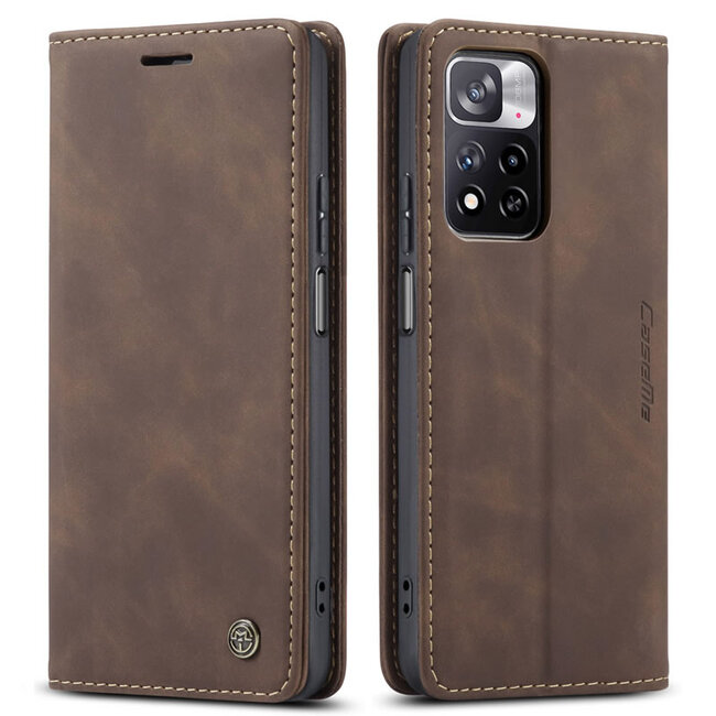 CaseMe - Hoesje geschikt voor Xiaomi Redmi Note 11 Pro  - Wallet Book Case - Magneetsluiting - Donker Bruin