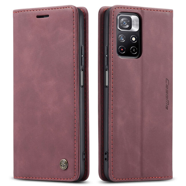 CaseMe - Hoesje geschikt voor Xiaomi Redmi Note 11 - Wallet Book Case - Magneetsluiting - Rood