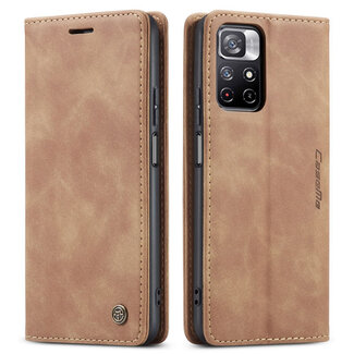 CaseMe CaseMe - Hoesje compitabel met Xiaomi Redmi Note 11 - Wallet Book Case - Magneetsluiting - Licht Bruin