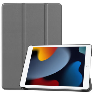 Cover2day Case2go - Tablet cover suitable for iPad 2021 - 10.2 Inch - Tri-Fold Book Case - Gray