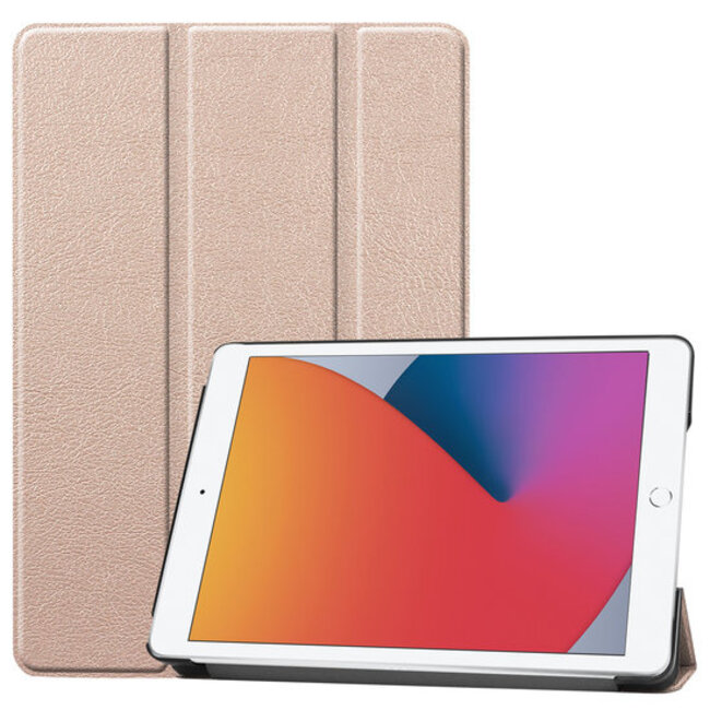 Case2go - Tablet cover suitable for iPad 2021 - 10.2 Inch - Tri-Fold Book Case - Gold