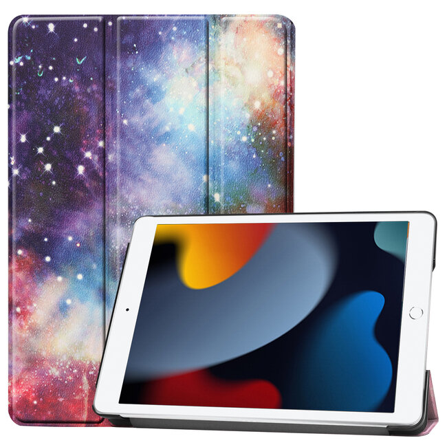 Tablet hoes geschikt voor iPad 2021 - 10.2 Inch - Tri-Fold Book Case - Galaxy
