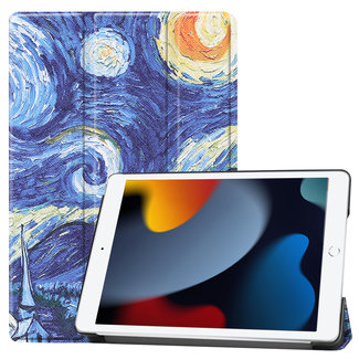 Cover2day Case2go - Tablet cover suitable for iPad 2021 - 10.2 Inch - Tri-Fold Book Case - Starry Sky
