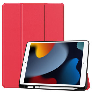 Cover2day Case2go - Tablet cover suitable for Apple iPad 2021 - 10.2 inch - Tri-Fold Book Case - Apple Pencil Holder - Red