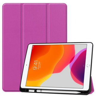 Cover2day Case2go - Tablet cover suitable for Apple iPad 2021 - 10.2 inch - Tri-Fold Book Case - Apple Pencil Holder - Purple