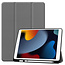 Case2go - Tablet cover suitable for Apple iPad 2021 - 10.2 inch - Tri-Fold Book Case - Apple Pencil Holder - Gray