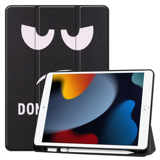 Cover2day Tablet hoes geschikt voor Apple iPad 2021 - 10.2 inch - Tri-Fold Book Case - Apple Pencil Houder - Don't Touch Me